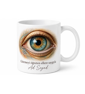 Göz Rengi Retina Çizimli Göz Doktoruna Özel Yanılsama Kupa Bardak Hediye