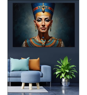 Mistik Mısır Kraliçesi Nefertiti Portresi Dekoratif Kanvas - Mdf Ahşap Tablo