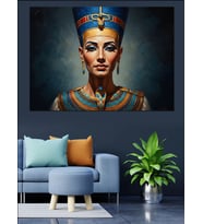 Mistik Mısır Kraliçesi Nefertiti Portresi Dekoratif Kanvas - Mdf Ahşap Tablo