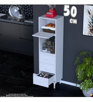 Eliusta Nola 50 cm Üstü Kapaklı 3 Çekmeceli Çok Amaçlı Mutfak Kiler Banyo Erzak Depolama Dolabı 50x150x32 cm