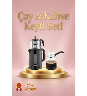 Cam Çay Makinesi ile Elektrikli Cam Kahve Cezvesi Ev ve Çeyiz Seti