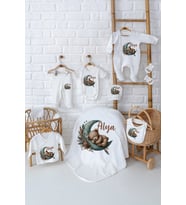 Pia Baby Premium %100 Pamuk 10 Parça İsme Özel Kız Bebek Hediyesi Hastane Çıkışı Seti 5002-01 (Krem)