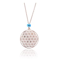 Söğütlü Silver Gümüş rose nazarlı yaşam çiçeği kolye
