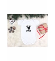Geyikli Little Beyaz Kısa Kol Zıbın Body Tasarımı