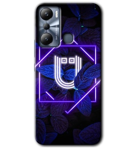 İnfinix Hot 20i Kılıf HD Desen Baskılı Kılıf - Dark Neon Yaprak Ü Harfi