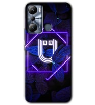 İnfinix Hot 20i Kılıf HD Desen Baskılı Kılıf - Dark Neon Yaprak Ü Harfi