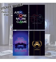 game oyuncu joystick vip oyuncu odası - 4 adet yapışkanlı poster sticker etiketler - dolap cam oda için