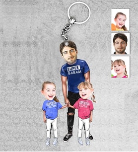 Kişiye Özel Baba Kızlar Ahşap Anahtarlık-1