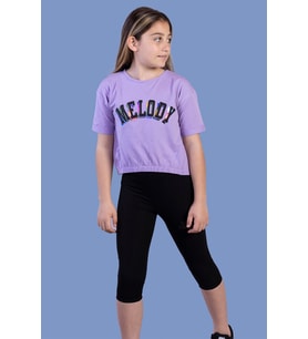 Toontoy Kız Çocuk Baskılı Takım (Lila)