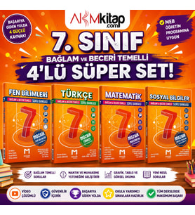 Mozaik 7.Sınıf Türkçe Matematik Fen ve Sosyal Bilimler Soru Bankası Seti 4 Kitap