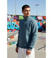 Erkek Dik Yaka Fermuarlı Standart Kol Regular Kalıp Sweatshirt Fonksiyonel Dayanıklı Rahat
