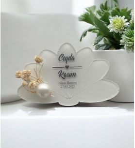 Söz Nişan Düğün Hediyesi Lotus Şeffaf Pleksi Magnet (10 Adet) sfflts3