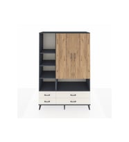 Hyperion Dolap 8 Raflı 4 Çekmeceli 2 Kapaklı 132x44x195 Antrasit-Çam/Aytaşı