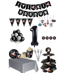 Uzay Kovboyu Temalı 1 Yaş Doğum Günü Set 8 Kişilik