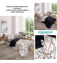 ETE HOMETEX TEK KİŞİLİK LÜX WELSOFT YORGAN SETİ EFEKT ANTRASİT 155X215CM 8696474231965