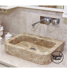 Sipahi Marble Light Emperador Dizayn Kare Lavabo
