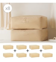 Home Wave 8'li Büyük Boy Bej Pötikare Baza Altı Hurç Set 62 x 46 x 22 cm