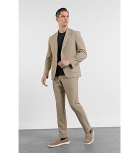 Bej Mono Yaka 6 Drop Slim Fit Esnek Takım Elbise 1001260157