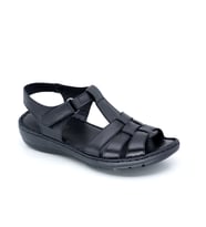 Trendyshose 19S-860 ZN Hakiki Deri Çırtlı Anatomic Confort Günlük Sandalet (Siyah)