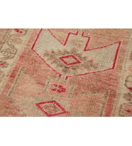 Kırmızı Halı Vintage Stil Bordür Detaylı El Dokuma Koridor Halısı Etnik Geometrik Dekor