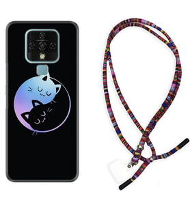 Tecno Camon 16 18P Pova Kılıf Boyun Asklı Rasta Silikon Love Cats 1604