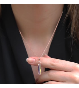 Mistik Topaz Taşlı Rose Gold Kaplama Cam Gümüş Kolye