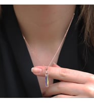 Mistik Topaz Taşlı Rose Gold Kaplama Cam Gümüş Kolye