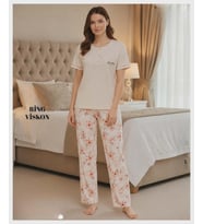 Mihra Kadın Ring Viskon Düğmeli Yaka Kısa Kol Likralı Pijama Takımı 40112B - 1 Adet