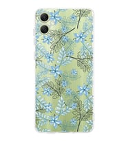 PrintiFy Samsung A06 Uyumlu Kamera Korumalı Floral Mavi Tasarımlı Şeffaf Silikon Kılıf