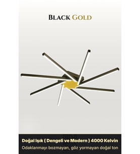 Zenit 8 Gold LED Tavan Avize – Kumandalı Dim Edilebilir – Aşağı Işık