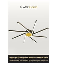 Zenit 8 Gold LED Tavan Avize – Kumandalı Dim Edilebilir – Aşağı Işık