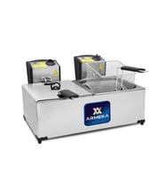 Armeka 5+5 Litre Çift Hazneli Elektrikli Kapaklı Sanayi Tipi Fritöz Makinesi Patates Kızartma Makinası