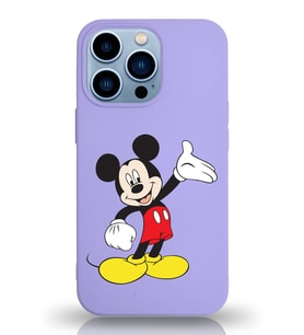 Apple iPhone 13 Pro Max  Lansman Kılıf Mickey Mouse Tasarımlı Altı Kapalı İçi Kadife Kaplı  Kapak (Şeffaf)