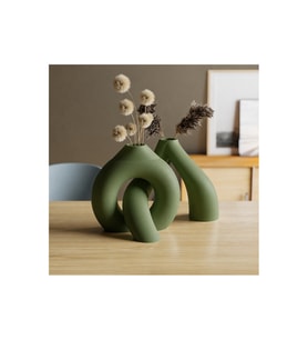 Alvera Interlocking Vazo – 3D Baskı Iç Içe Geçen Dekoratif Vazo-Yeşil