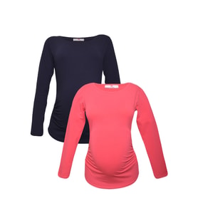 LuvmaBelly MYRA2302_2305 Hamile tshirt seti (Lacivert-Pembe)
