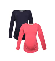 LuvmaBelly MYRA2302_2305 Hamile tshirt seti (Lacivert-Pembe)