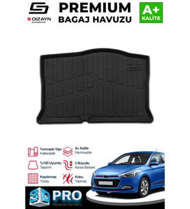 S-Dizayn Hyundai i20 3D Pro Bagaj Havuzu 2014-2020 A+ Kalite