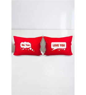Love You - Me Too Pamuklu Çift Kişilik 50x70 cm Yastık Kılıfı Seti
