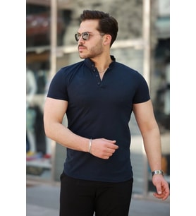 Erkek Hakim Yaka Dokuma Pamuklu Kumaş Kısa Kollu T-shirt