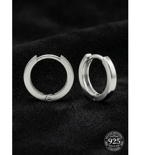 925 Ayar Gümüş Rodyum Kaplama Yuvarlak Unisex Halka Küpe - Çift (2x14mm)