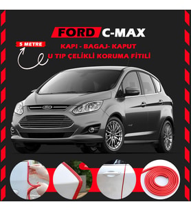 Ford C-MAX Oto Araç Kapı Koruma Fitili 5metre Parlak Kırmızı Renk