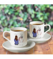Anne & Kız Tasarımlı Kişiye Özel Türk Kahvesi Fincanı Seti İkili