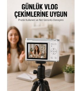 Beyaz 4K Dijital Kamera 2.4 İnç HD Ekran ve LED Flaşlı