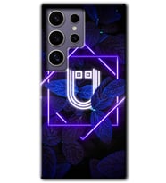 Galaxy S24 Ultra Kılıf HD Desen Baskılı Kılıf - Dark Neon Yaprak Ü Harfi