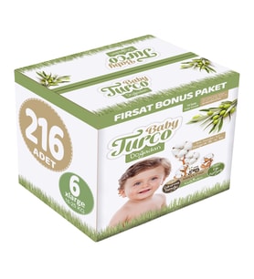 Baby Turco Bebek Bezi Doğadan Beden:6 (16-25KG) XLarge 216 Adet Fırsat Bonus Pk
