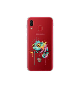Samsung Galaxy A30 ile Uyumlu Splash Bukalemun Tasarımlı Şeffaf Silikon Kılıf