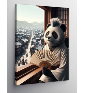 Kanvas Tablo Yelpazeli Panda Ve Uzak Doğu