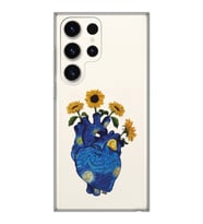Samsung Galaxy S23 ULTRA Uyumlu Vincent Van Gogh Kalp Tasarımlı Şeffaf Telefon Kılıfı