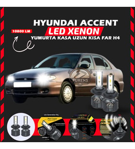 Hyundai Accent Yumurta Kasa Uyumlu Şimşek Etkili Led Xenon Premium Series H4