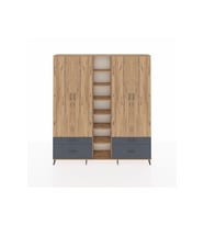 Arges Dolap 12 Raflı 4 Çekmeceli 2 Askılı 220x30x243 Çam-Çam/Antrasit